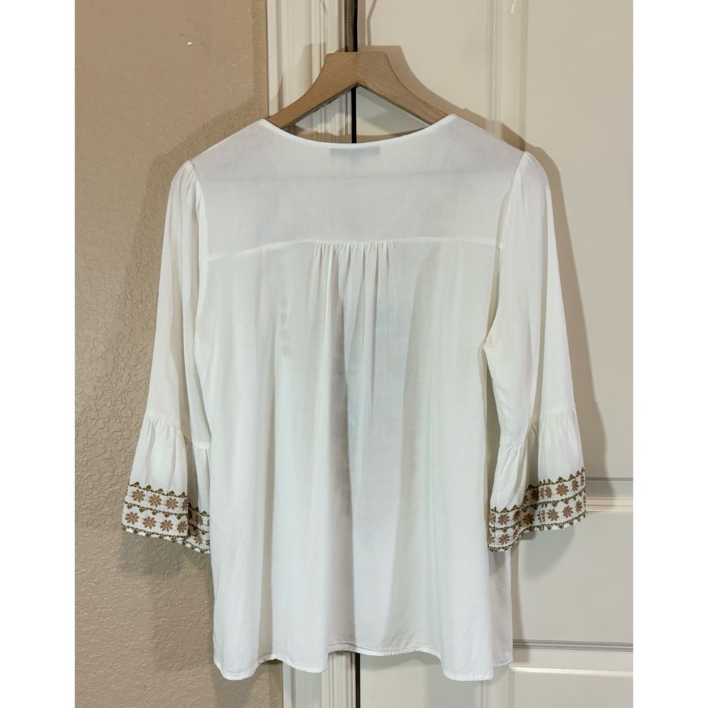 Embroidered Floral Womens Boho Top Bell Sleeves - Picture 3 of 9